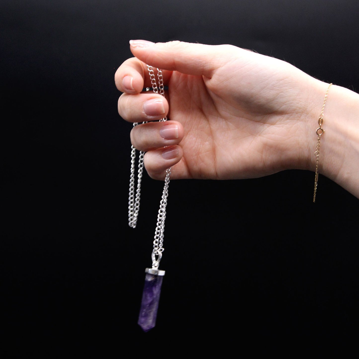 Colgante de Punto Clásico de Piedras Preciosas - Cuarzo Rosa