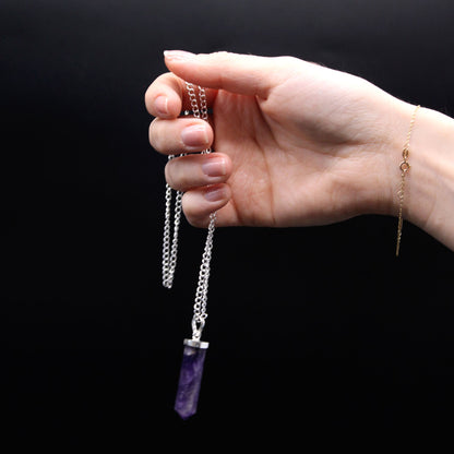 Colgante de Punto Clásico de Piedras Preciosas - Cuarzo Rosa