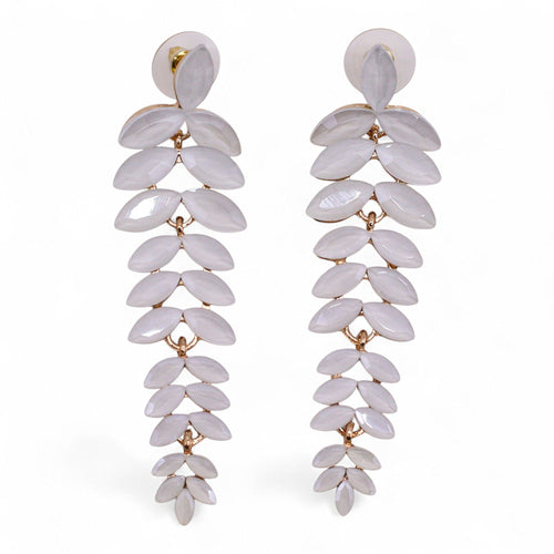 Pendientes de Cristal Vintage - Largo - Perla