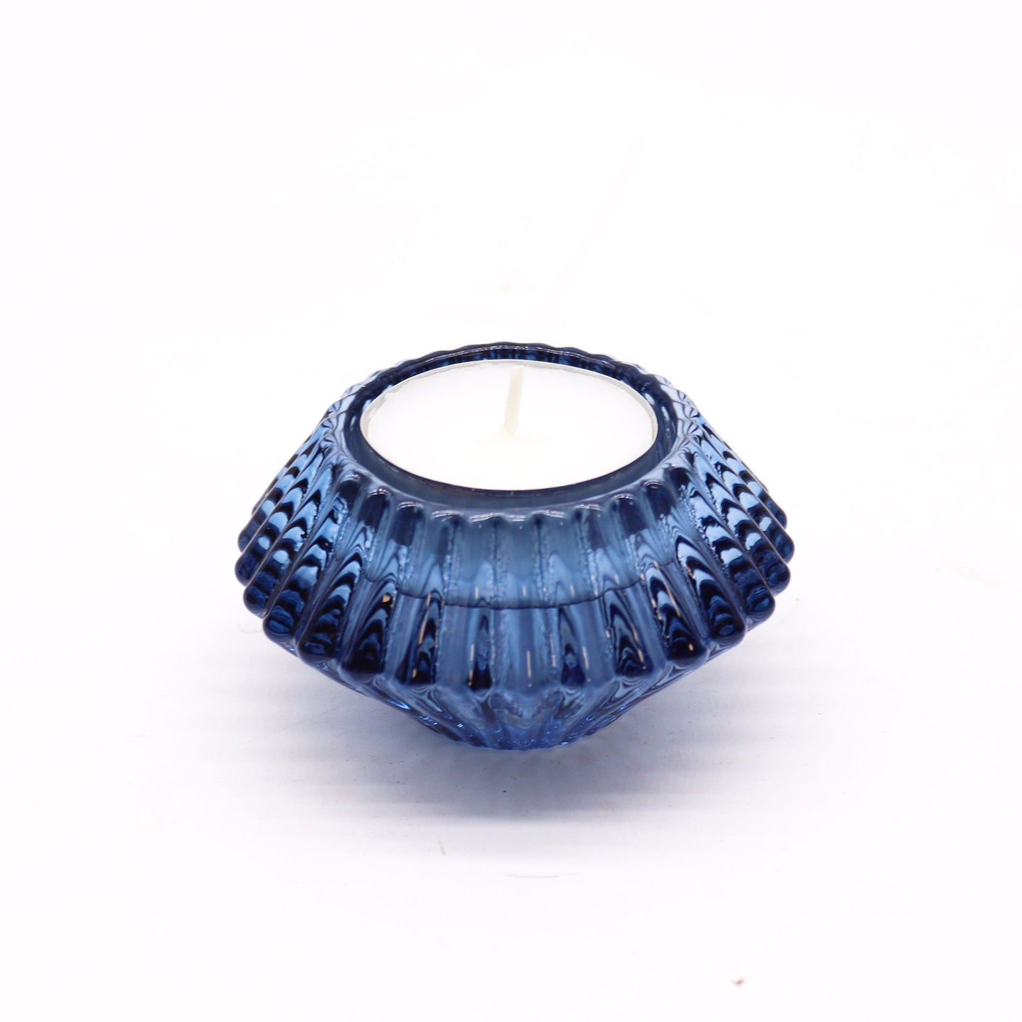 Portavelas reversible con diseño de flor para cena / vela de té - Azul
