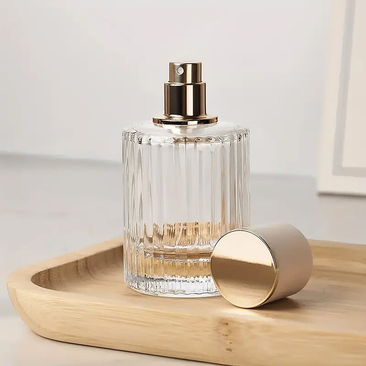 Frascos de vidrio para perfume con pulveridaor y tapa azul 50 ml