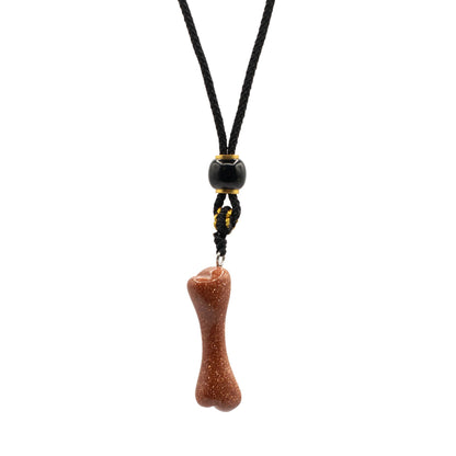 Collar de cuerda con colgante de piedra preciosa - Goldstone hueso