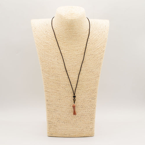 Collar de cuerda con colgante de piedra preciosa - Goldstone hueso
